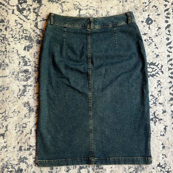 Y2K Vintage Denim Mid Rise Maxi Skirt, with belt detailing, Circa 2006 - Picture 4 of 17